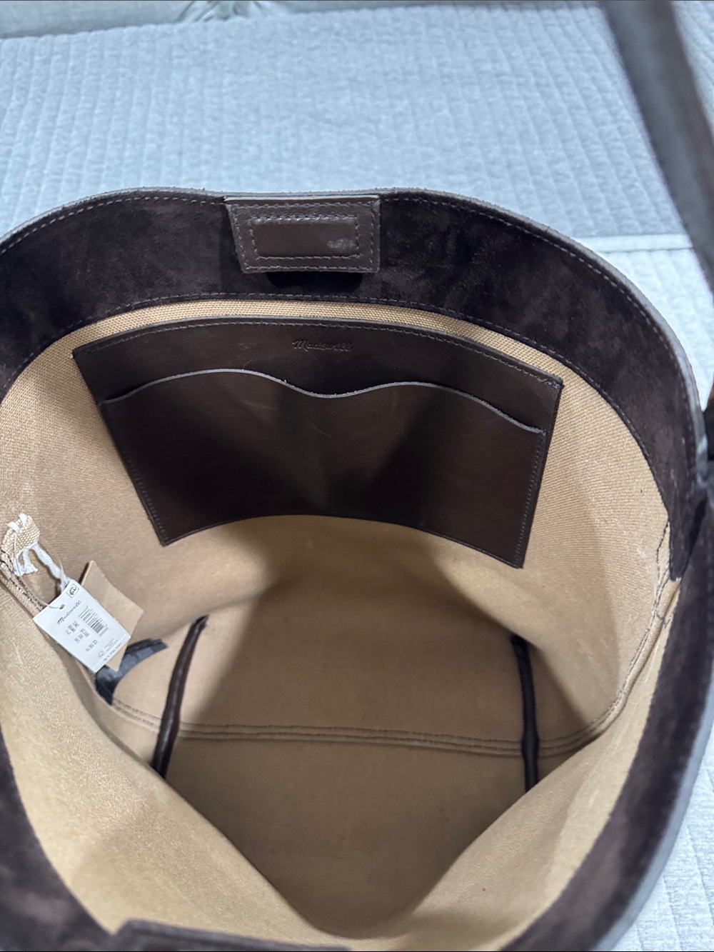 Madewell The Essential Bucket Tote in Dark Carob genuine suede leather - Picture 11 of 12